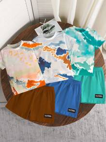 Boy Casual Crew Neck T-Shirt And Shorts Set, Minimalist And Fashionable, Suitable For Summer - Black - View 2
