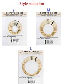 SHEIN 4pcs/Set Beige Bamboo Material DIY Embroidery Hoops, Suitable For Cross Stitch,Punch Needle, Sturdy , Can Be Decoration For Dream Catcher, Halloween & Christmas, Phone Keychain, Bag, Clothing, Hair, Desk & Car Interior