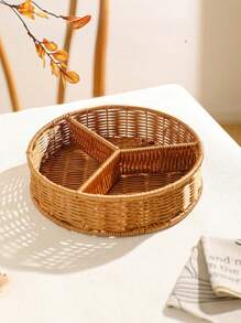 1pc Handmade Plastic Woven Fruit Storage Basket - Durable, Lightweight, And Organizer For Kitchen, Pantry, Or Dining Table - Perfect For Fruits, Vegetables, Snacks, And Home Decor - Brown - View 7