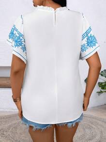 SHEIN LUNE Koszula w dużym rozmiarze z nadrukiem kwiatowym