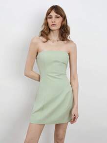 Maija Top corto verde de verano para mujer, diseño de lazo contrastante y espalda descubierta, vestido casual de playa de moda elegante y sexy minimalista