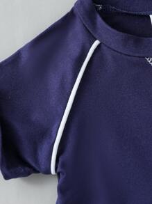 Baby Boy Toddler Sports Simple Color-Blocking Solid Color Raglan Sleeve T-Shirt And Shorts Set, Suitable For Summer - Royal Blue - View 5