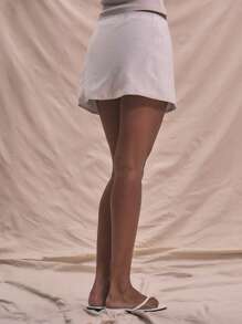 MUSERA Side Tie Linen Woven Mini Skirt Summer Holiday Vacation Cute Chic Elegant Party - White - View 4