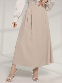 Modelyn Women Asymmetrical Waistband Pleated A-Line Skirt Fall Cloth For Women