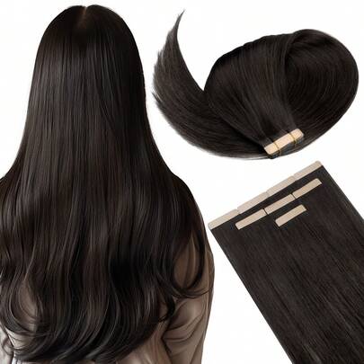 20PCS Straight Tape In Human Hair Extensions 100% Real Remy Human Hair 14-24inches Natural High Quality 50G/Pack For Salon Silky Seamless Invisible PU Tape In Hair Extensions