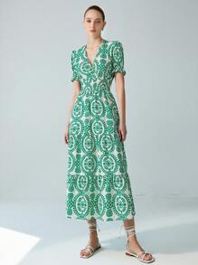 Aveloria Modichic 女式 V 领波西米亚灯笼袖连衣裙