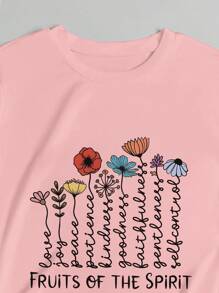 INAWLY Christian Bible Verse Jesus Print Short Sleeve Casual Knit Pullover T-Shirt For Women