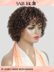 女士短卷发真人发假发，挑染3/30色真人发假发，机织假发 - S3/30 - 查看 1