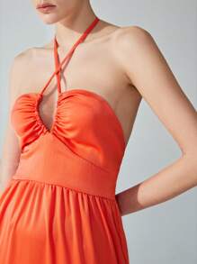Aveloria Modichic Abito casual da donna con spalline sottili, stile vacanziero arancione