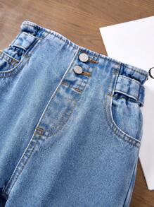 Girls' Campus Style All-Match Versatile Flower Waist Jeans Summer Holiday - Light Wash - View 6