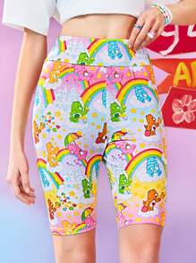 SHEIN X Care Bears 女士可爱卡通熊印花骑行短裤，夏季