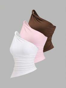 Sweetra Y2K Sexy Twist Asymmetric Shoulder Asymmetrical Pleated Ruffle Blouse