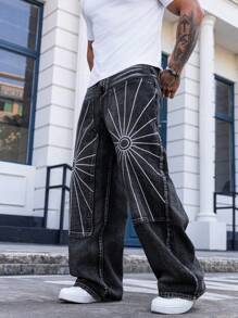 Manfinity LEGND Men's Pocket Detail Minimalist Denim Jeans, Casual For Everyday Wear - Dark Grey - View 7