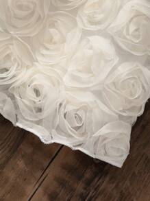 Young Girl' Solid Color 3D Flower Decor Elegant Short Skirt, Summer - Apricot - View 4