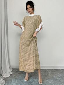 Seusyu 简约时尚的阿拉伯风格连衣裙，适合夏季 - 黃色 - 查看 3