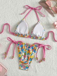 SHEIN Women's Sweet Floral Holiday Beach Summer Swimwear Outfit