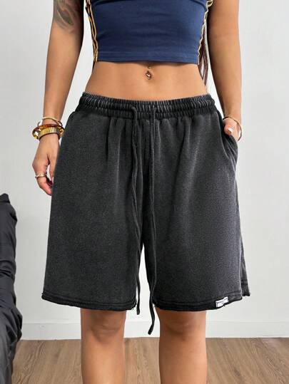 Coolane Women's Streetwear Casual Shorts, Vintage Style, Knitted Denim Effect, Faded, Distressed And Street-Chic For Summer.