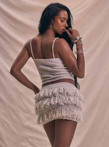 MUSERA Textured Knit Thin Strap Fitted Cami Top Sexy Elegant  Soft Serve Ibiza Festival Holiday Beach Christmas,Elegant