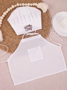 SHEIN Newborn Photography Outfits Baby Boy White Chef Hat And Apron Set Infant Photoshoot Props 1 Month And 100 Days Baby Photo Props - White - View 6