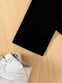 2 件套年轻女孩休闲简约复活节兔子图案短袖上衣和紧身裤套装，适合夏季 - 彩色 - 查看 7