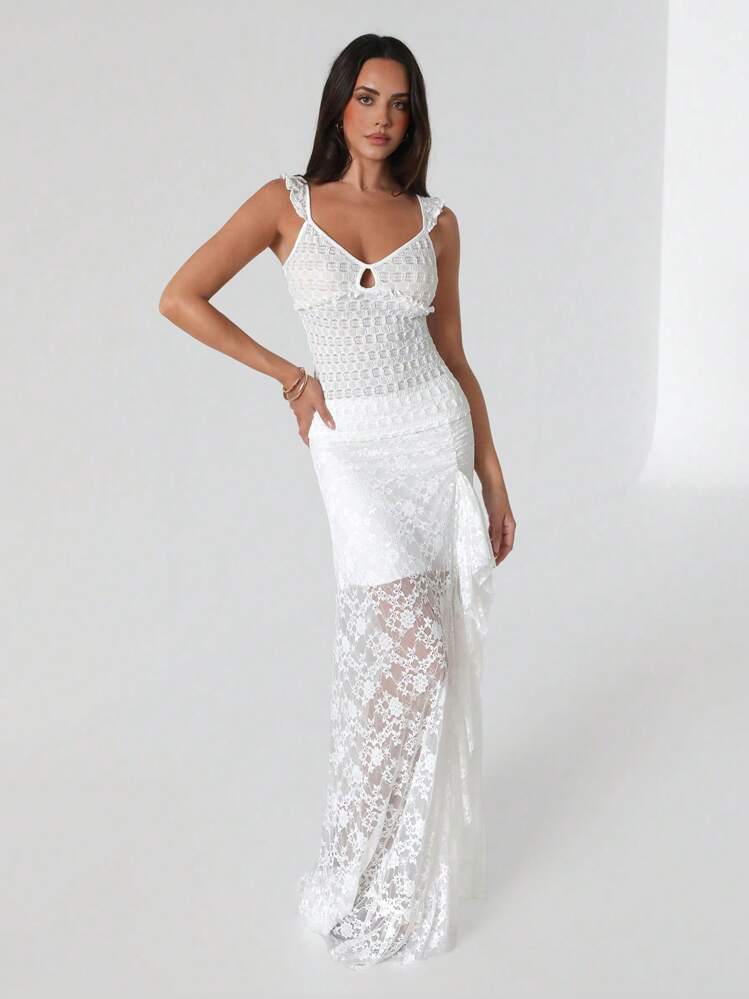 Roylia Top de tirantes con encaje y escote cruzado para mujer, sencillo y de moda para el verano - Blanco - Añade 5