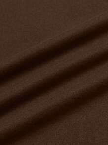 INAWLY 女士纯色棕色撞色蕾丝短袖休闲 T 恤上衣 - 咖啡棕 - 查看 4