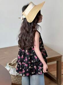 DAZY Sleeveless Young Girls Shirt Blouse, Summer Easter - Black - View 5