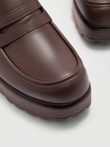 CUCCOO BIZCHIC 女士休闲咖啡棕色 PU 皮革厚底经典乐福鞋，适合通勤、约会、聚会、购物、度假、校园等。 - 棕色 - 查看 7