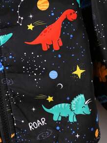 2 piezas/Set Ropa de invierno para bebés niños y niñas: Chaqueta de forro polar con estampado adorable, con pantalones de mezclilla largos a la moda, adecuado para viajes al aire libre - Negro - Ver 6