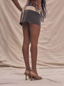 MUSERA Mini Skirt With Chunky Buckle Belt Boho Summer, Ibiza Elegant Chic