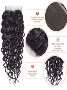 巴西 4x4 蕾丝闭合 100% 未加工人类处女发 预拔水波 预拔发际线 前部闭合 自然黑色 带婴儿头发（8 英寸 - 18 英寸，卷曲闭合） - SNatural - 查看 9