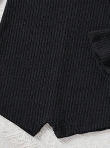 SHEIN Elladie kids Mono de niña con mangas de campana y lazo - Negro - Ver 7