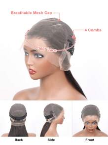 360 Full Lace Frontal Closure Straight Brazilian Virgin Human Hair Pre-Plucked 10-26 Inch Transparent Lace Natural Color