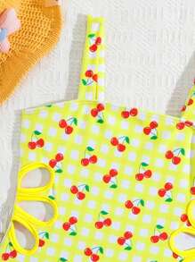 SHEIN 1pc Young Girl Simple Fashion Swimsuit, Suitable For Summer