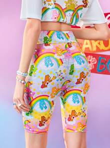 SHEIN X Care Bears 女士可爱卡通熊印花骑行短裤，夏季