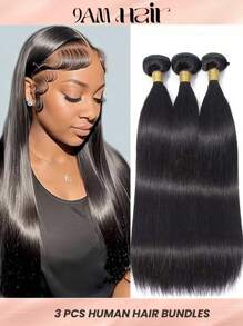 3pcs Straight Bundles Human Hair 100% Unprocessed Virgin Human Hair Long Bundles Straight Hair Extensions Natural Black Color Bundles for Women - SNatural - View 1