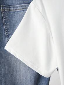 INAWLY Maglietta casual e comoda da donna, per primavera/estate, blusa con ricamo a fiocco