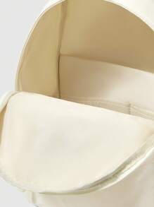 ROMWE Kawaii Women's Rabbit Embroidery Pattern Cream Colour Versatile Casual Minimalist Backpack For Student Back To School - Beige - View 6