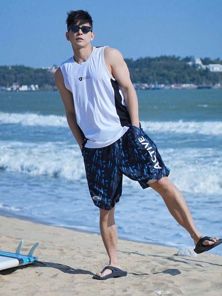 Men's Floral Print Beach Shorts, Casual Summer Vacation Style