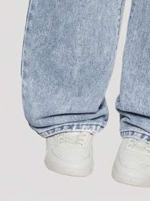 Streecool Tween Girl Fashion Loose Straight Leg Pants Versatile Design For Girls - Light Wash - View 3