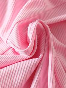 Elladie kids Mono corto de talle alto sin mangas con diseño de lazo 3D, fashionable y lindo, para uso casual diario en casa de niñas - Rosa - Ver 3