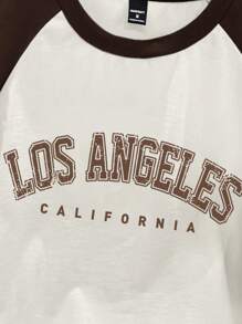 Claim Dot 成人男式常规款棕色插肩袖字母图案 T 恤 - 彩色 - 查看 2