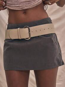 MUSERA Mini Skirt With Chunky Buckle Belt Boho Summer, Ibiza Elegant Chic