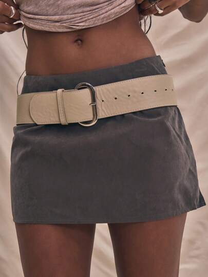 MUSERA Mini Skirt With Chunky Buckle Belt Boho Summer, Ibiza Elegant Chic