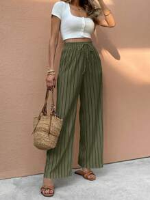 SHEIN Frenchy Damen Tailaillierte gerade geschnittene weite Freizeithose