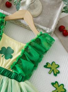 Young Girl Summer New Dress, Elegant & Fairy Style, Unique & Fashionable Design, Suitable For Wedding, Party, And Formal Occasions - Green - View 6