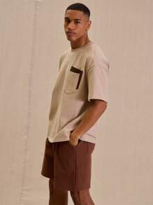 Musero Double Pocket Detail Oversized T-Shirt For Spring Summer - Grey - View 2