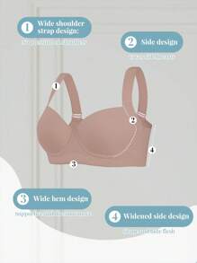 1 Áo ngực thể thao không dây dây bản rộng liền mạch dành cho nữ, nâng và tạo hình, áo chống chảy xệ - Cà phê nâu - Xem 7