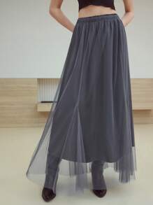 MOTF STUDIO MESH ZIPPER SKIRT - Coffee Brown - View 5