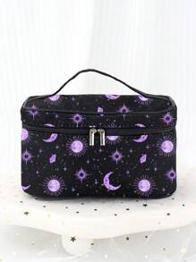 Ayrana Barboza Y2K 紫色星空月亮图案便捷大容量旅行化妆包